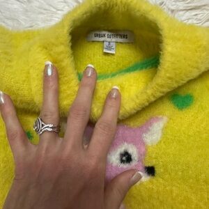 Urban Outfitters Yellow Sweater with Pink Deer Design